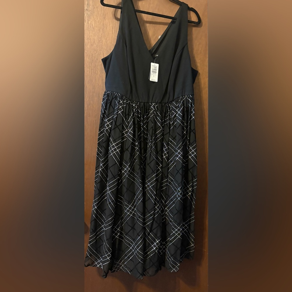 Torrid Black and Silver Plaid A-Line Dress